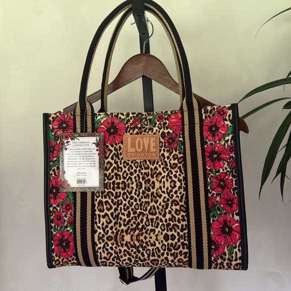Brighton Leopard Dynasty Canvas Carry All Purse Flower NWT - Picture 6 of 7